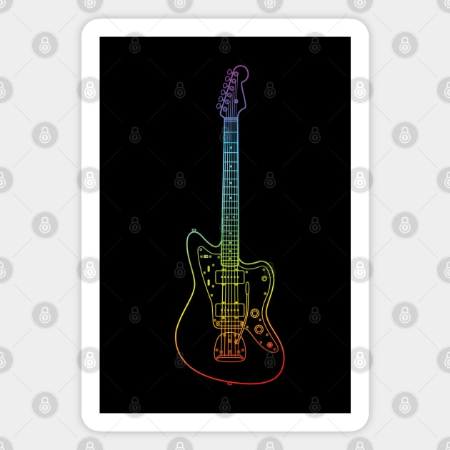 Offset Style Electric Guitar Colorful Outline Magnet by nightsworthy